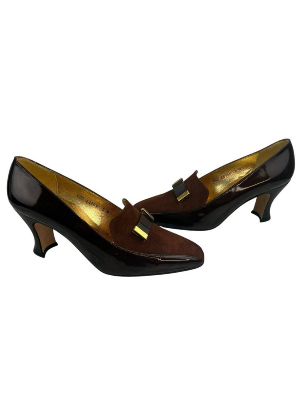 -Vtg Timothy Hitsman Heels Womens Size 9 Brown Patent Suede Leather Classic Pump